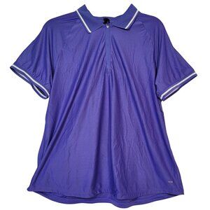 Mondetta Women's Active 1/4-Zip Short Sleeve Mesh Polo Shirt Blue Size Large